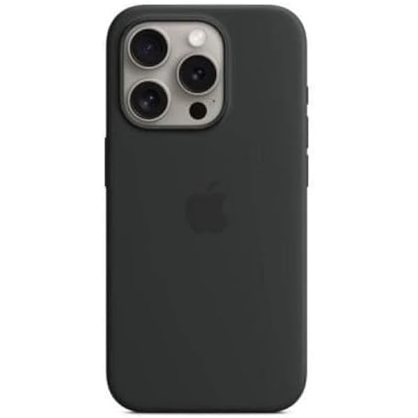 iPhone 15 Pro Silicone Case with MagSafe: Lightweight Phone Case, Wireless Charging Compatible, Smooth Matte Finish; Black