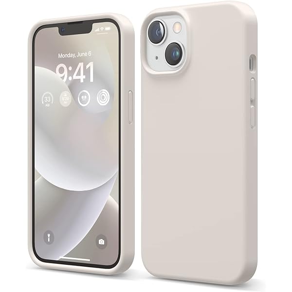 Compatible with iPhone 14 Case, Liquid Silicone Case, Full Body Protective Cover, Shockproof, Slim Design, Anti-Scratch Soft Microfiber Lining, 6.1 inch (Stone)