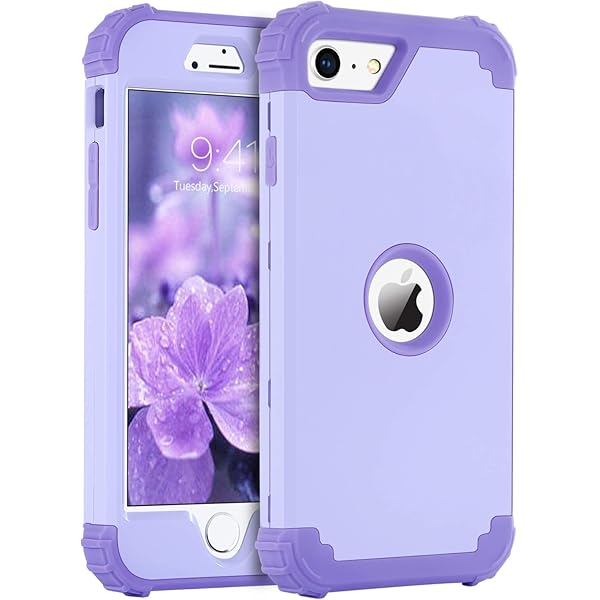 for iPhone SE 2022 Case and iPhone SE 2020 Case, Heavy Duty 3 in 1 Full Body Rugged Shockproof Hybrid Hard PC Soft Rubber Case for iPhone SE 3rd/2nd Gen, Light Purple/Lavender