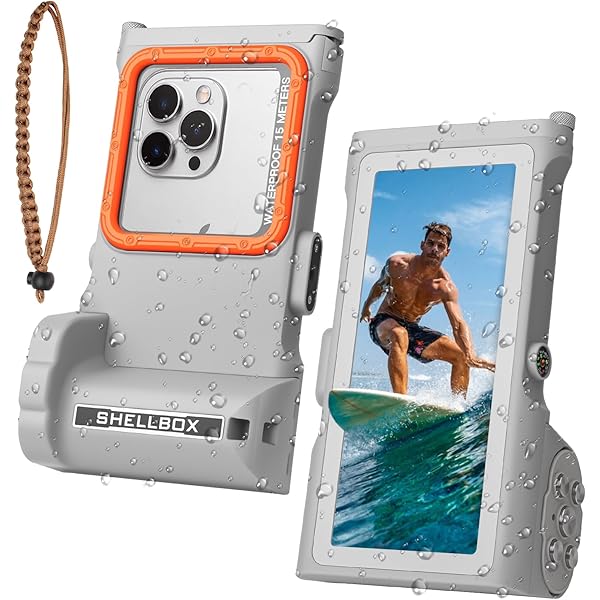 Universal Waterproof Phone Case (Fits up to 6.9" Phones) - 50ft/15m Underwater Protection for Snorkeling, Diving, with Bluetooth Remote for Photos & Videos (Gray, 3th Generation Phone Case)