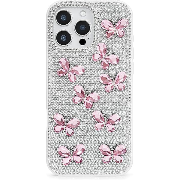 Butterfly Crystal Phone Case - White